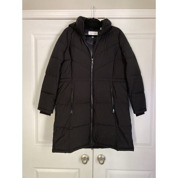 Calvin Klein Ladies Long Puffer Coat Light Black Size Small NWT SRP $300 - Picture 1 of 8